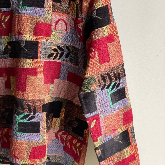 Vintage Multicolor Patchwork Jacket Retro Cotton Jacket Women’s Clothing Size 8 - Picture 7 of 13